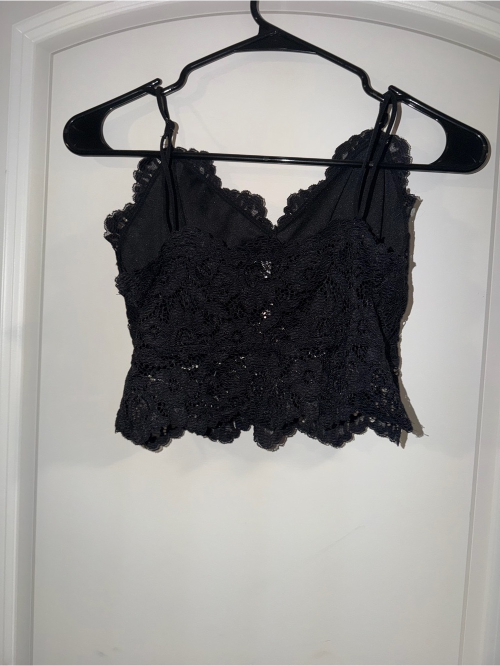 Essentials Black Lace Cropped Camisole